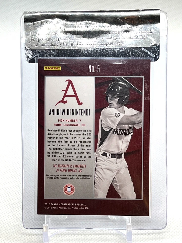 2015 CONTENDERS AUTO ANDREW BENINTENDI ROOKIE BECKETT RAW /99 GRADED 9 AUTO 10  - Image 2 of 3