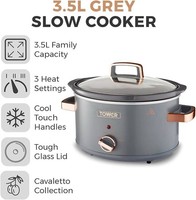 Tower T16042GRY Cavaletto 3.5 Litre Slow Cooker Grey