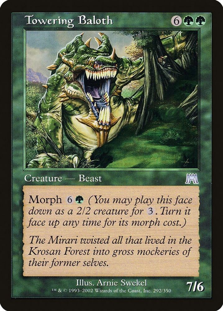 2002 Magic: The Gathering: Onslaught - Towering Baloth (#292, U, Lightly Played)