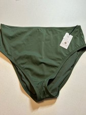 Shade  Shore NWT Mid Rise Seat Coverage Bikini Bottom Swim Military Green Sz L