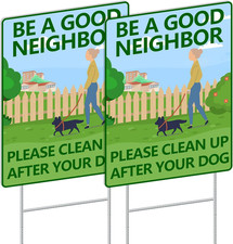 Clean Up After Your Dog Signs for Yard 2 Pack - 12.6x9.5Inches No Dogs Poop Sign