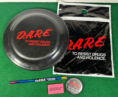 VINTAGE 1980's D.A.R.E. Frisbee, Pencil, Eraser and Pin