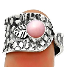 Adjustable - Pink Opal - Australia 925 Sterling Silver Ring s.7.5 Jewelry R-1319