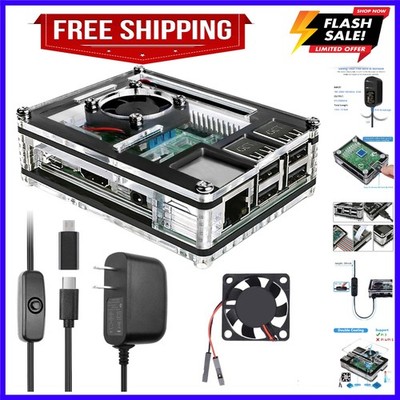 Raspberry Pi 3 B+ Case with Fan Cooling Pi 3B Case with 3 Pcs Heat-Sinks 5V 3...