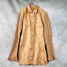 USED EXCELLENT CONDITION ISSEY MIYAKE LINEN SHIRT, SHRUNK SLEEVES, SIZE L, P