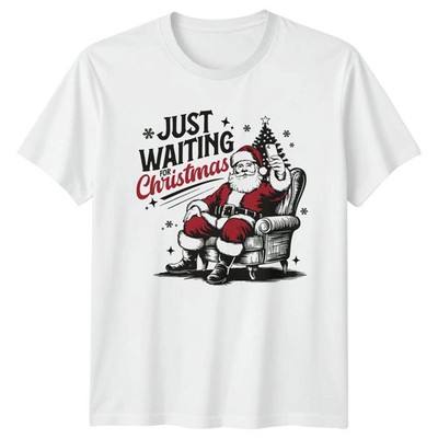 Just Waiting For Christmas Santa Selfie Feiertage Herren Damen Grafik T-Shirt