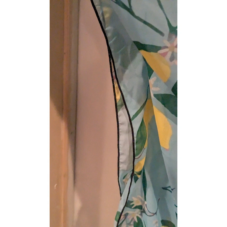 Blue Lemon Print Kimono Lightweight Sheer Open Front Duster - Image 4 of 4