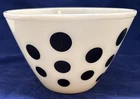 Vintage Fire King Glass Mixing Bowl Black Dot 9" across 6" deep