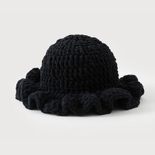Warm Handmade Crochet Fisherman Bucket Hat with Stylish Ruffled Brim Knit