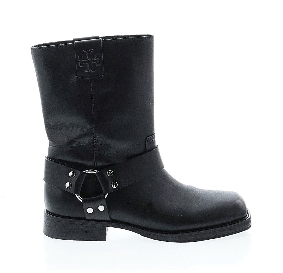 Tory Burch Black Double T Leather Moto Harness Boots Size 9 Tory Burch Women Double T Moto Biker Dark Brown Leather  main image 3