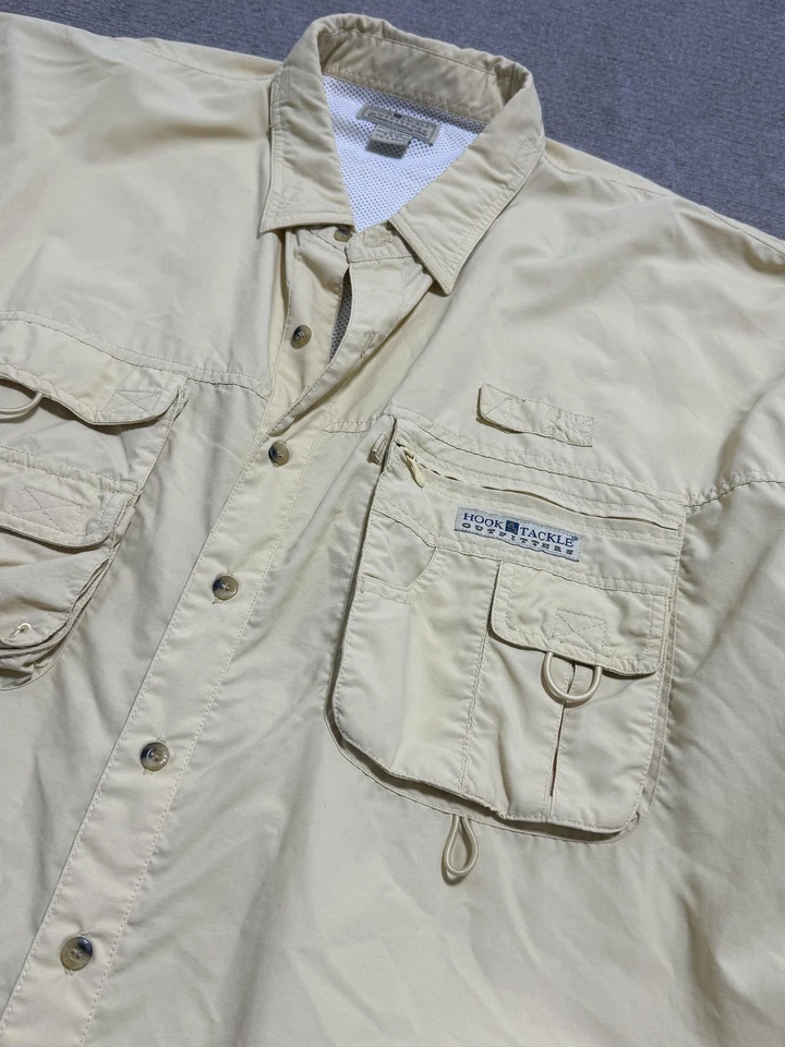 Hook & Tackle Shirt Mens 2XL Tan Fishing Vented Short Sleeve Technical Nylon - Image 2 of 4