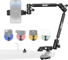 Overhead Phone Mount with 22" Magic Arm, Super Clamp with 1/4" 3/8" Threads for