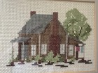 Vintage Needlepoint Cross-Stitch Country Home Framed Picture — photo 4