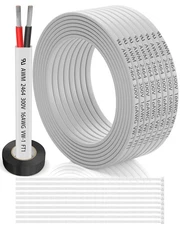 16 Gauge Wire 2 Conductor Electrical Wire 50FT, 16 AWG Flat 2 Wire Cable Tinned