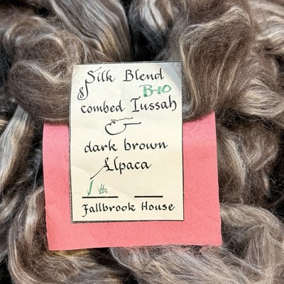 Fallbrook House Silk Blend Combed Tussah and Dark Brown Alpaca Yarn 1lb Spinning