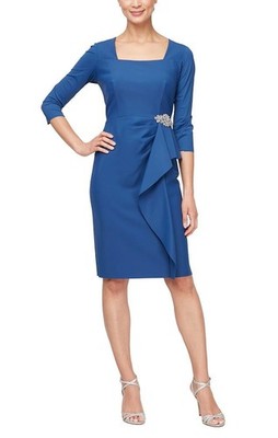 Alex Evenings Scuba Sheath Light Compression Dress 3/4 Sleeve Indigo Square  Sz 2 | eBay