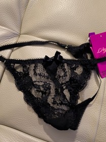 L'Agent by Agent Provocateur Black Lace Thong Size Medium NWT