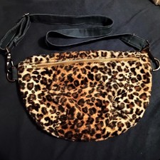 Leopard Faux fur Fanny Pack Bag Zipper Purse * Ivy Made, Medium Blue Clip Strap