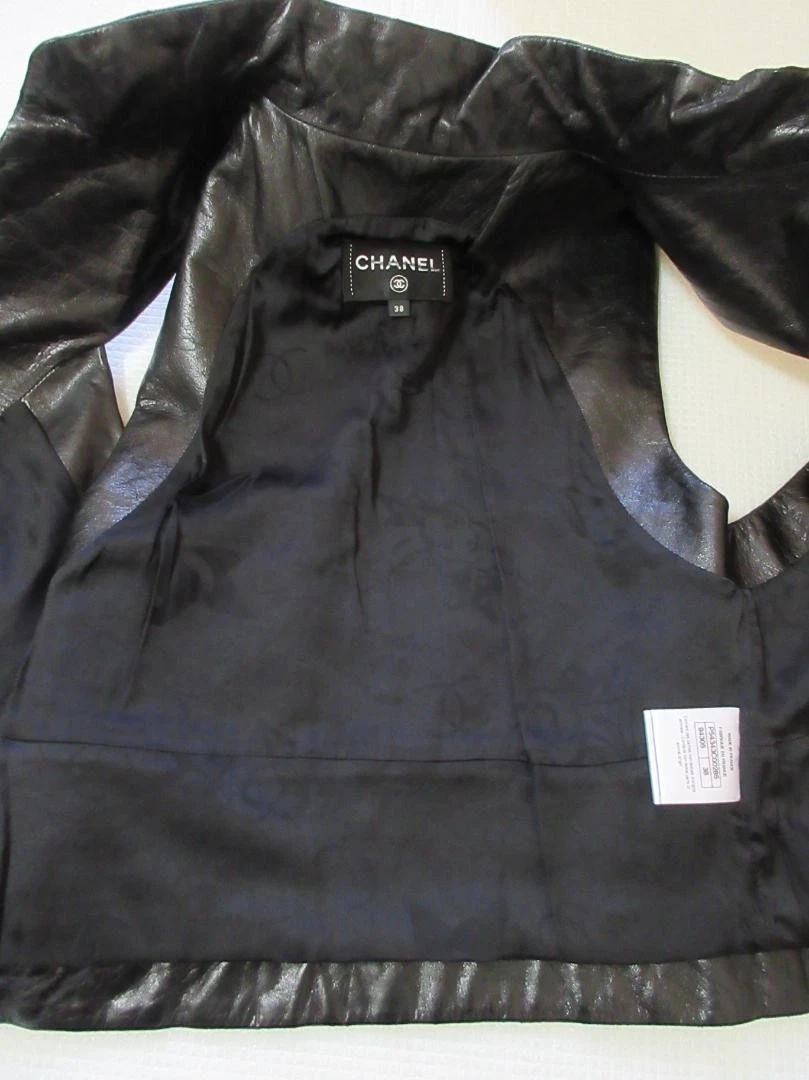 CHANEL Gilet in pelle di agnello con zip taglia 38