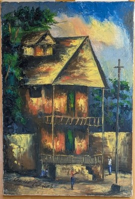 CAMILLE ST CHARLES (1947-03) Haitian Oil Painting Modernism Fauvist Street Scene