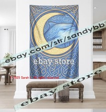 Mythic Whale Wall Tapestry marine mythology decor studio man cave 59X82 in