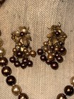 Beajewels Champagne Pearls & Rhinestone Earrings Signed / Necklace Bracelet Set — photo 6