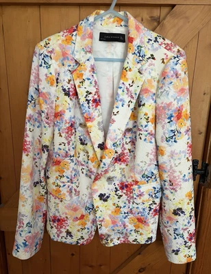 Zara Woman Multicoloured Floral Jacquard Blazer Jacket Size L Lined Button - Image 1 of 4
