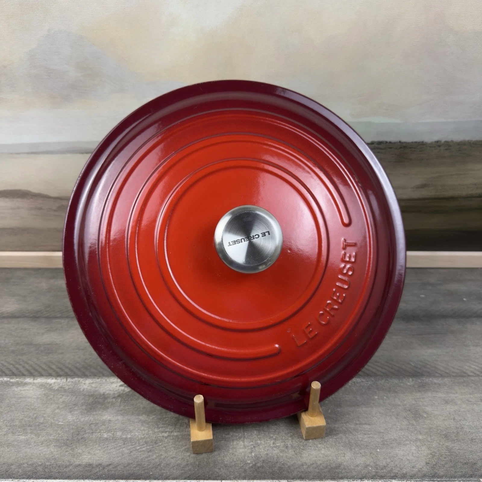 Le Creuset Dutch Oven Round Lid Only Cerise Red #30 Scuffed Edges *Read