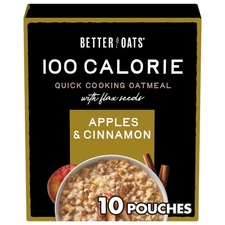 Better Oats 100 Calorie Apples and Cinnamon Oatmeal with Flax Seeds, 10 Instant