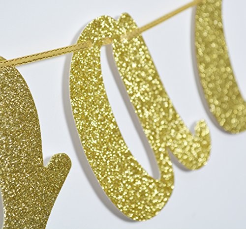 Welcome Back Gold Glitter Hanging Sign Banner- First Day of School, Classroom - Picture 7 of 8