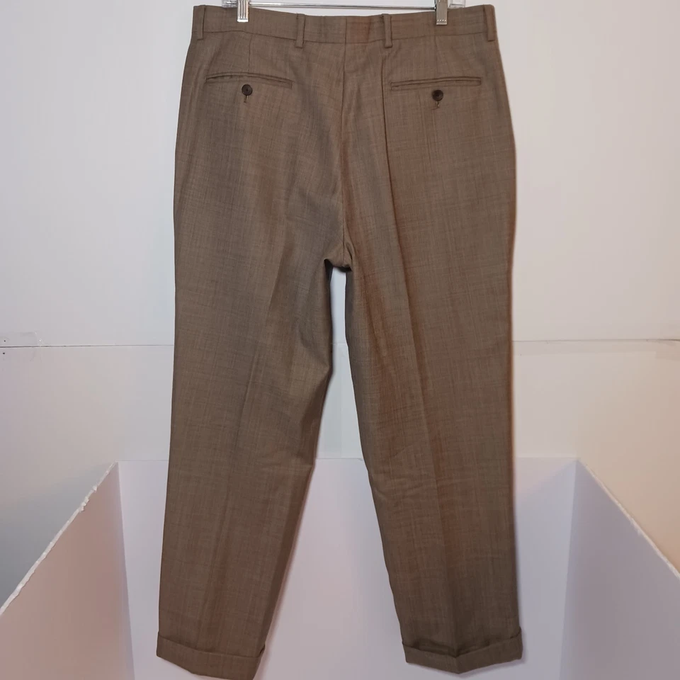 Perry Ellis Portfolio Wool 2 Piece Suit Jacket & Trousers Mens Sz 44R Tan 36X29 - Image 3 of 4