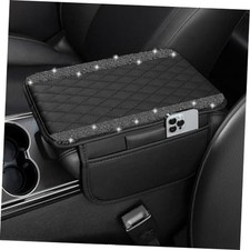 Bling Car Center Console Cover, Leather Car Arm Rest Cover Black Diamond