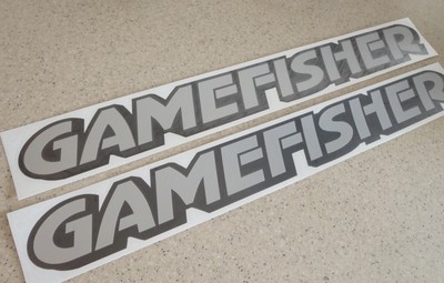 GameFisher Vintage Boat Decals 12'' Silver 2-PAK FREE SHIP + FREE Fish Decal!