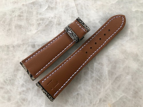 22mm/18mm Genuine Real Grey Ostrich Leather Padded Watch Strap Band - 第 4/4 張圖片