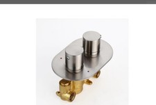 Round Style Dual-Function Thermostatic 2 Outlets Shower Valve in Brushed Nickel