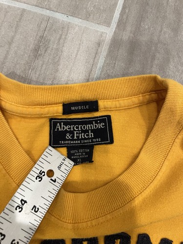 Abercrombie Muscle Tee Shirt Size XL Heavy Weight Gold Yellow Stitched Logo Y2K - Picture 5 of 10