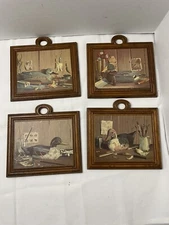 Vintage Mid Century Modern Wooden Wall Placques 4 Duck Designs