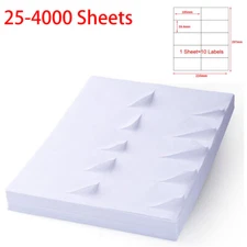 100-4000 Sheets 2" x 4" Shipping Address Labels for Laser Ink Jet Adhesive 10 UP