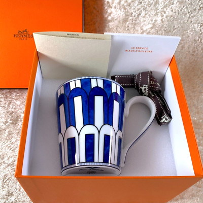 Hermes Paris Becher Tasse No.3 BLEUS D'AILLEURS Porzellan Geschirr 240ml mit Etui