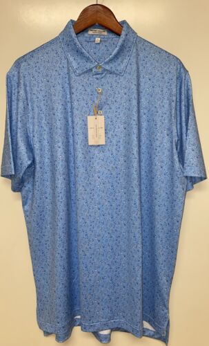 New Peter Millar Summer Comfort Large Golf Performance Blue Polo Shirt L Drinks - Picture 2 of 16