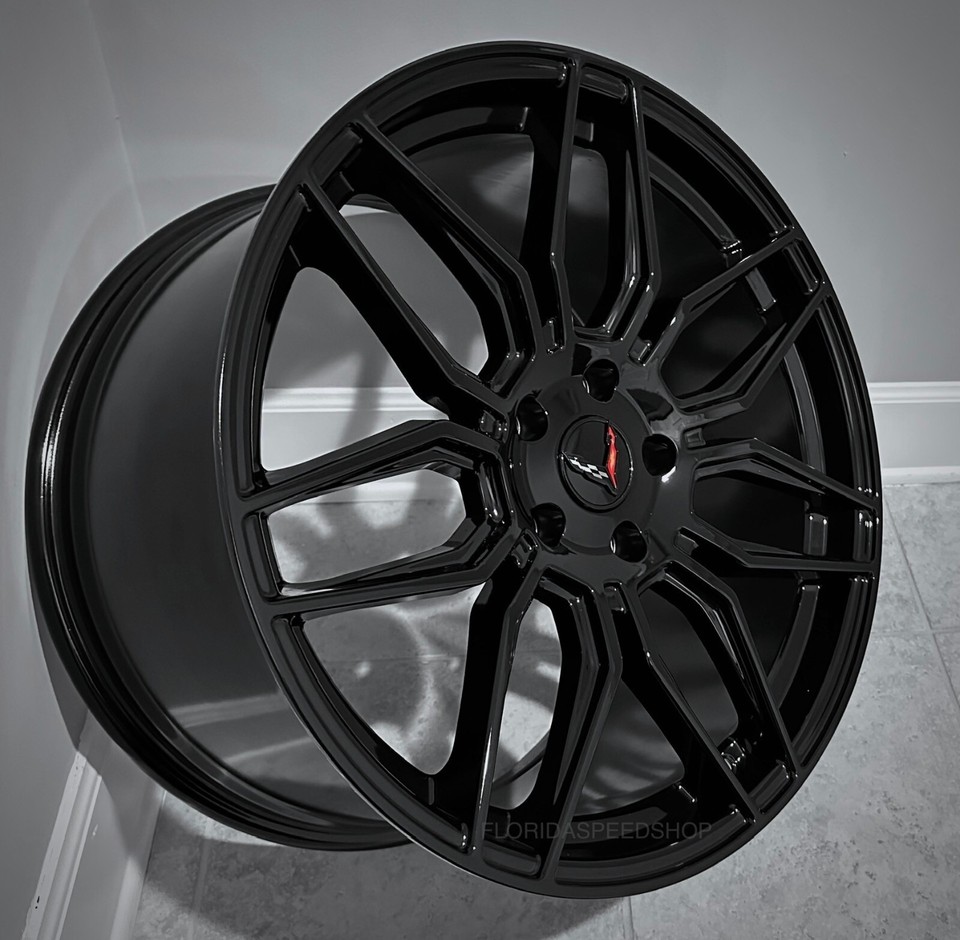 NEW C8 Z06 STYLE GLOSS BLACK CORVETTE WHEELS 19/20