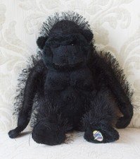 Ganz Webkinz Black Gorilla Ape Beanbag Stuffed Animal Plush Toy 10" No Code