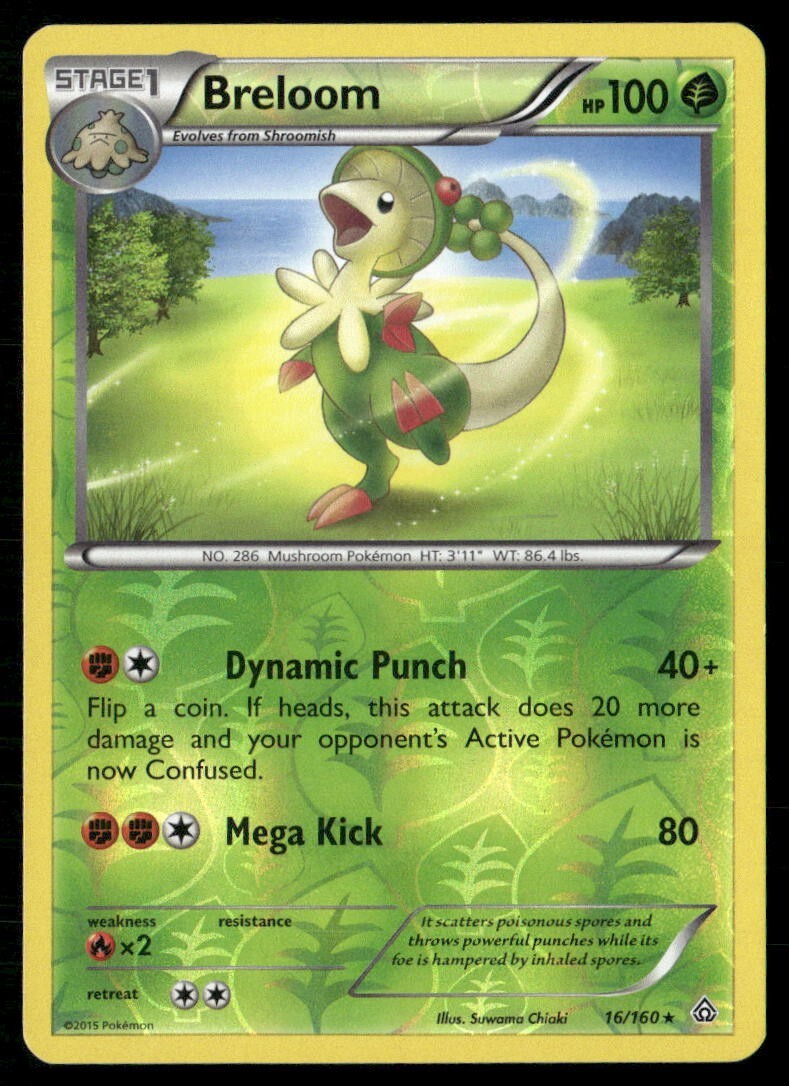 2015 Primal Clash Set Pokemon Card 016  Breloom Reverse Foil LP