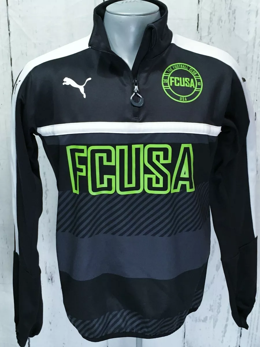 PUMA Dry Cell M Medium Training Top Shirt FCUSA 1 4 Zip Black Green White Soccer