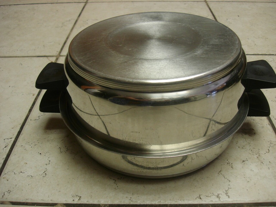 VINTAGE RENA WARE 3 PLY 188 STAINLESS STEEL 9.5" PAN W/4 QT. DOME LID
