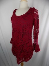 Va Va By Joy Han Off The Shoulder Dress Maroon Lined Crochet Sz Small USA