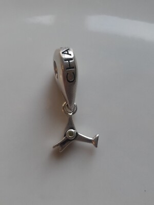 Seltenes ausgemustertes Chamilia Silber 925 Martini Cocktail Glas Armband Charm