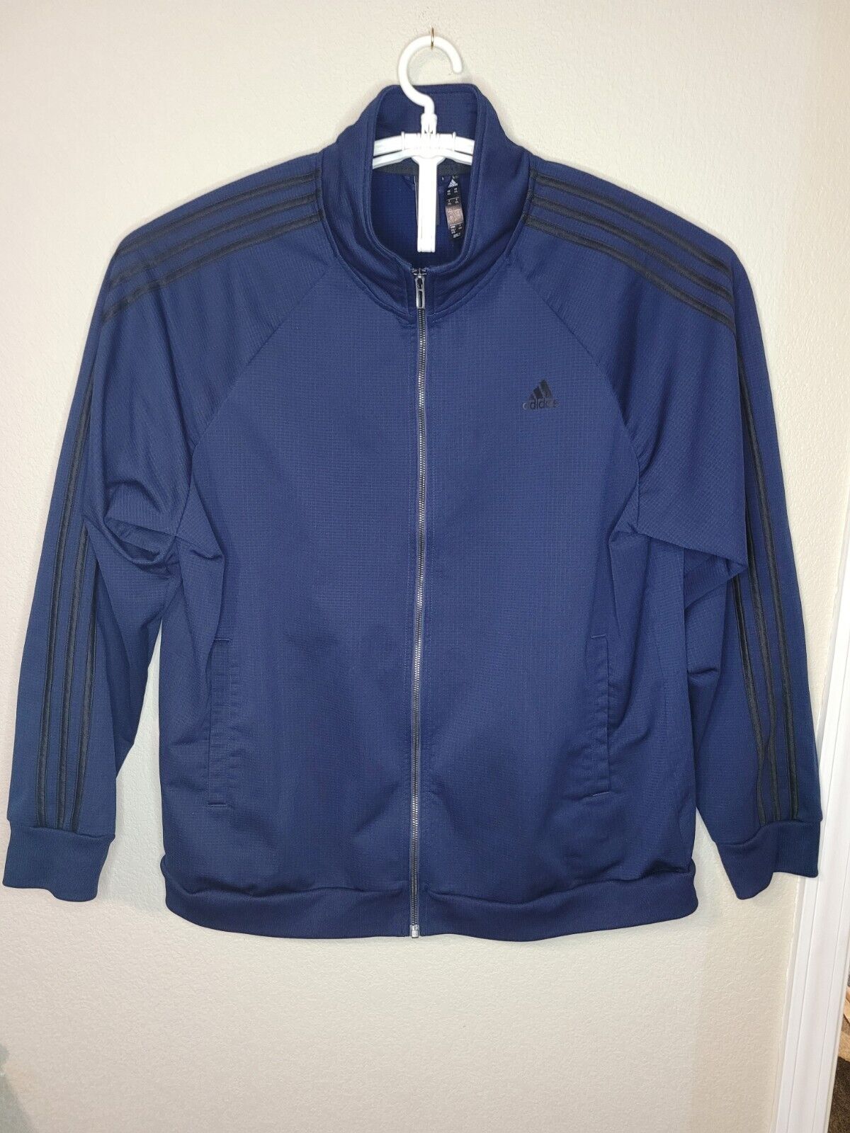 Adidas Blue 2xl XXL Grid Thermal Jacket 3 stripe - image 1