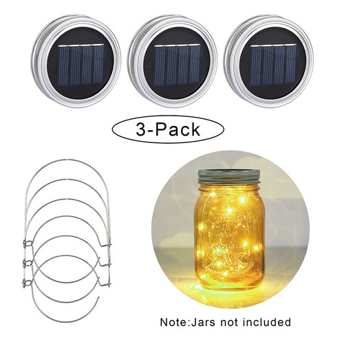 Solar 20 LED Jar Lid Lights with Hangers Solar Fairy Firefly String Garden Decor - Picture 8 of 24