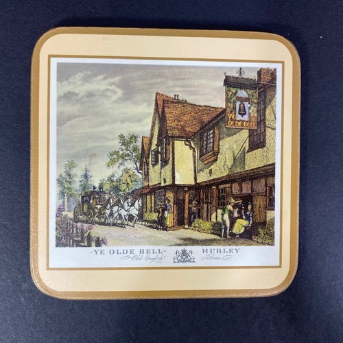 Pimpernel Cork Back Coasters Set of 6 English Inns England Britain Pubs 4" x 4" - Picture 7 of 12